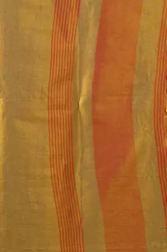Mehendi contrast weave pallu tissue silk saree with lining blouse