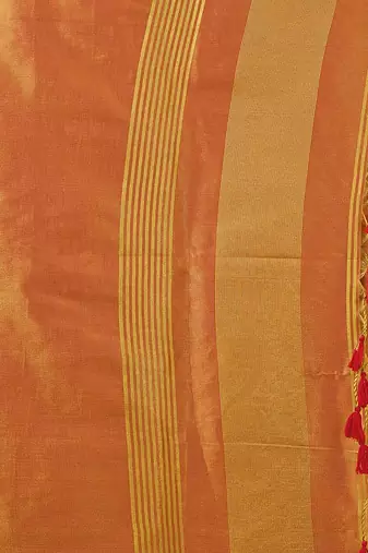 Kesar contrast weave pallu tissue silk saree with lining blouse