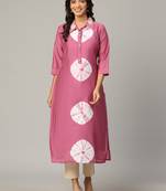Pink sequence-moti-beads handwork & straight chanderi silk tie- dye kurti