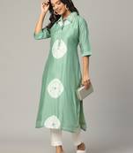 Pista sequence-moti-beads handwork & straight chanderi silk tie- dye kurti