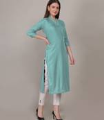Aqua simple plain and straight ruby cotton kurti