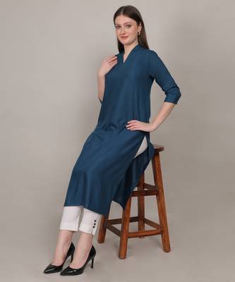 Rama simple plain and straight ruby cotton kurti 2