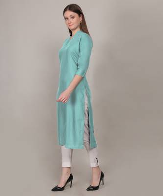Aqua simple plain and straight ruby cotton kurti 3