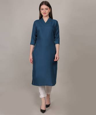 Rama simple plain and straight ruby cotton kurti 3