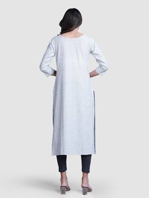 Grey thread work  & straight khadi cotton kurti 5