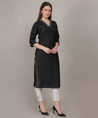 Black moti-beads handwork & straight vertigan kurti 1