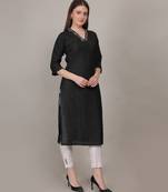 Black moti-beads handwork & straight vertigan kurti