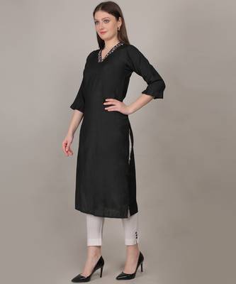 Black moti-beads handwork & straight vertigan kurti 3