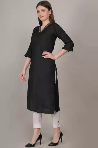 Black moti-beads handwork & straight vertigan kurti