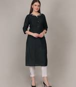 Bottle green moti-beads handwork & straight vertigan kurti