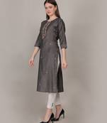 Grey sequence-moti-beads handwork & straight vertigan kurti