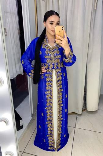SALE New Wedding Moroccan Dubai Kaftan Arabic Abaya Dress Very Fancy Long Gown 