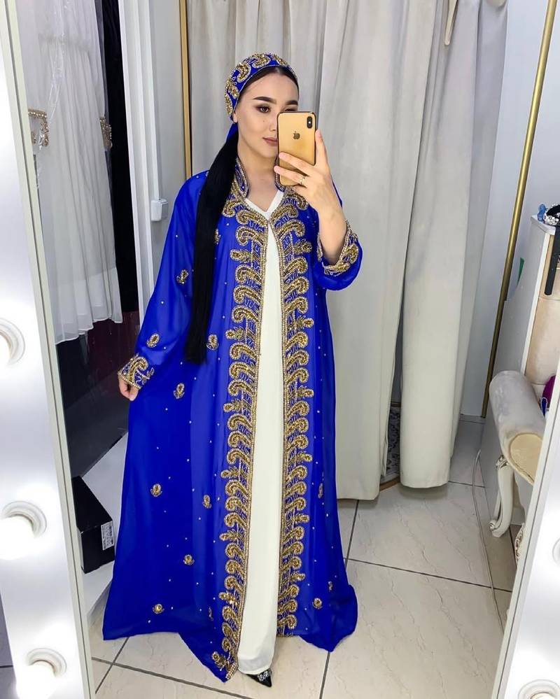 SALE New Wedding Moroccan Dubai Kaftan Arabic Abaya Dress Very Fancy Long Gown 