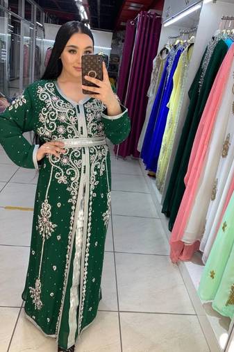 SALE New Wedding Moroccan Dubai Kaftan Arabic Abaya Dress Very Fancy Long Gown 