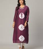 Megenta sequence-moti-beads handwork & straight chanderi silk tie- dye kurti