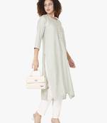 Pastel moti-beads handwork & straight viscose cotton silk kurti