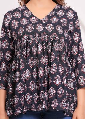 Handmade jaipuri artisans block printed rayon fabric designer tops & tunics 2