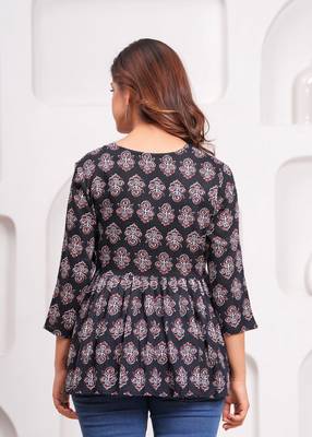 Handmade jaipuri artisans block printed rayon fabric designer tops & tunics 3