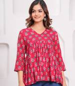 Handmade jaipuri artisans block printed rayon fabric designer tops & tunics
