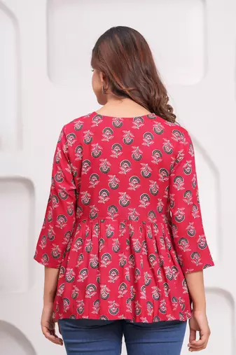 Handmade jaipuri artisans block printed rayon fabric designer tops & tunics
