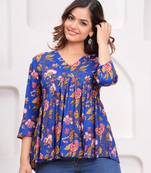 Handmade jaipuri artisans block printed rayon fabric designer tops & tunics
