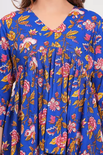 Handmade jaipuri artisans block printed rayon fabric designer tops & tunics
