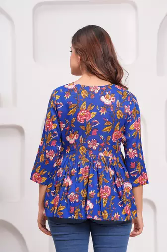 Handmade jaipuri artisans block printed rayon fabric designer tops & tunics