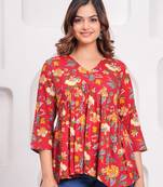 jaipuri block printed rayon fabric designer tops & tunics