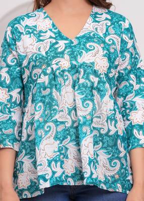 Jaipuri block printed rayon fabric tops tunics bottom wear jeans 3