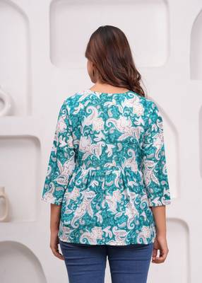 Jaipuri block printed rayon fabric tops tunics bottom wear jeans 4