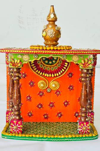 Handcrafted Wooden Temple – Traditional Rajasthani Art Mandir for Home Décor & Pooja"