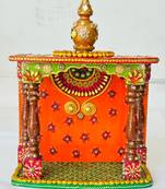 Handcrafted Wooden Temple – Traditional Rajasthani Art Mandir for Home Décor & Pooja"