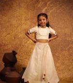 White cotton top and skirt set for girls