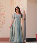 Sky fendy beads embroidered anarkali flared gown