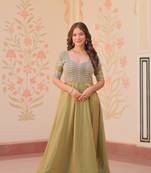Pista fendy beads embroidered anarkali flared gown