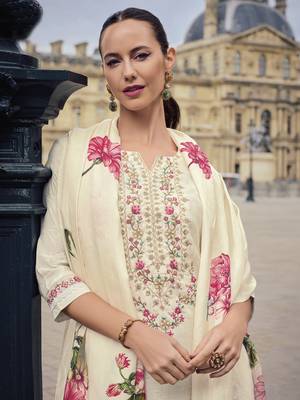 White color beautiful viscose silk embroidered ethnic kurta set 2