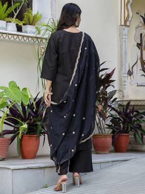 Black color silk blend embroidered readymade salwar kameez 2