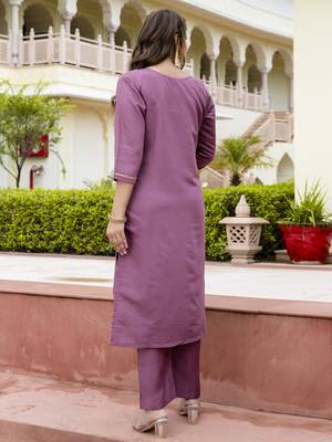 Lavender color silk blend embroidered readymade salwar kameez 2