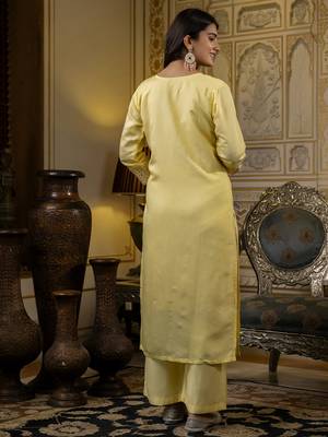 Yellow color silk blend embroidered readymade salwar kameez 2