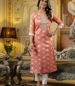 Gajri color shimmer silk designer embroidery work casual kurta