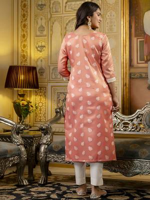 Gajri color shimmer silk designer embroidery work casual kurta 2