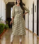 Pista color shimmer silk embroidery work casual kurta