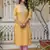 Yellow color shimmer silk embroidery work casual kurta