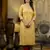 Yellow color shimmer silk embroidery work formal kurta