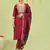 Maroon color cotton blend ethnic ready to wear women's kurta set