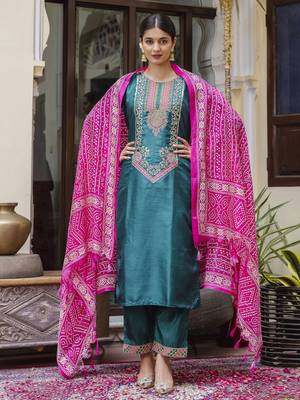 Rama color silk blend ready to wear women's kurta set 1