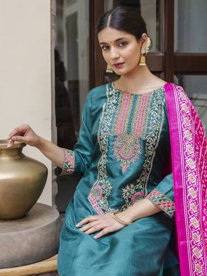 Rama color silk blend ready to wear women's kurta set 3
