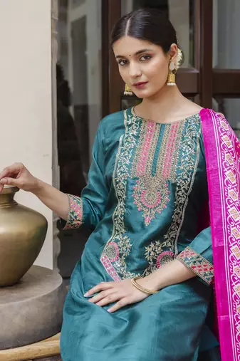 Rama color silk blend ready to wear women's kurta set