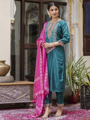 Rama color silk blend ready to wear women's kurta set 4