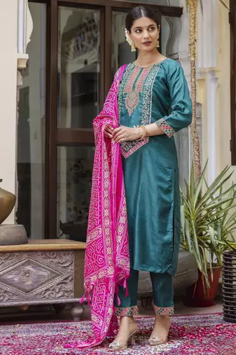 Rama color silk blend ready to wear women's kurta set